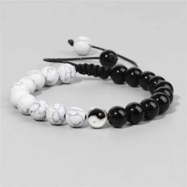 Natural Stone Tai Chi Braided Beads Bracelet Yin Yang Paired Charms Bracelets for Men Women Lover Fashion Jewelry Gift