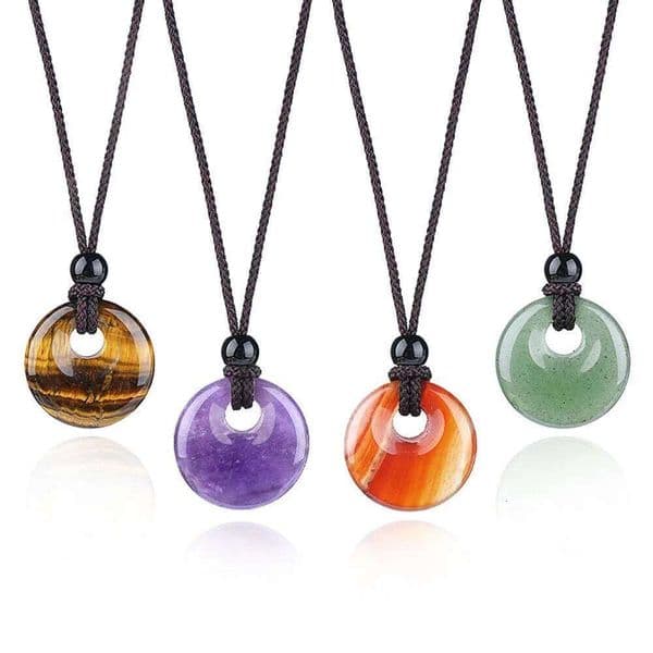 20mm Crystal Peace Pendant Versatile New Chinese Style Natural Stone Carved Large Hole Round Princess Knot Necklace