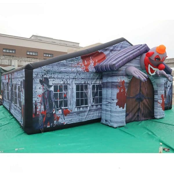 Inflatable Bouncer For Rental Business Free Air Ship To Door Outdoor Activities Customized Clown Head Maze Circus Inflatable Haunted House
