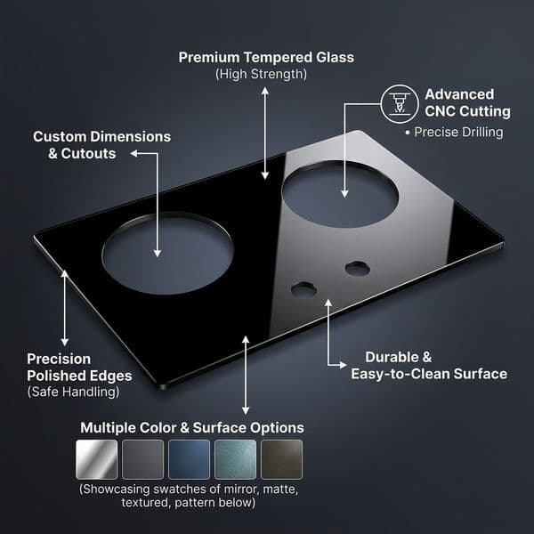 Custom Tempered Glass for All Home Appliances, Universal Glass Panel for Gas Cooktops, Refrigerators, Washing Machines, Dishwashers wholesale
