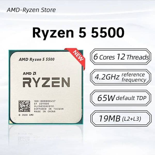 NewAmd Ryzen R5 5500 36Ghz 6-Core 12-Thread Cpu Processor