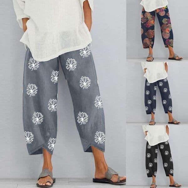 In Stock S-5XL European and American Spring Summer Cross-Border Women's Multi-Color Printed Fashion Loose Pocket Casual Pants for Women