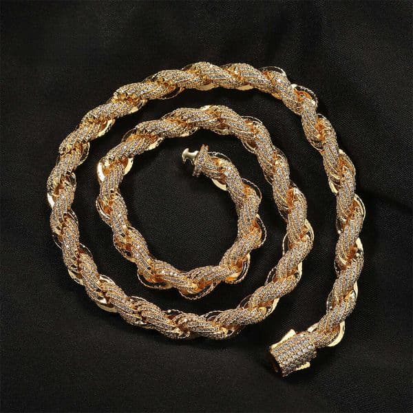 European and American 8mm Spring Buckle Twisted Rope Hip Hop Punk Exaggerated Clavicle Chain Men's Necklace