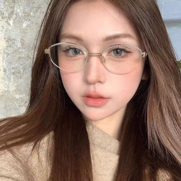 Free Shipping Pure Desire Style Oval Metal Non-Prescription For Women Square And Round Faces, High-End Frame, Can Be Fitted With Prescription Lenses, Blue Light Blocking