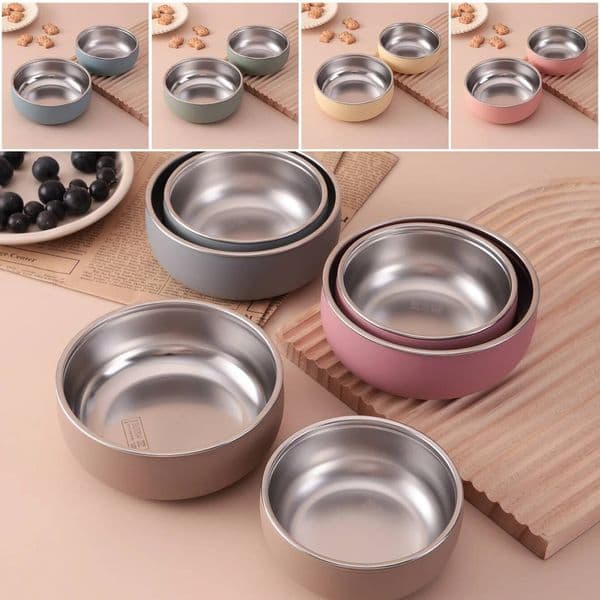 Color 2PCS Stainless Steel Bowl Tableware Set For Baby Feeding Detachable Silicone Food Dish Plate BPA Free Kids Dinnerware ddmythur