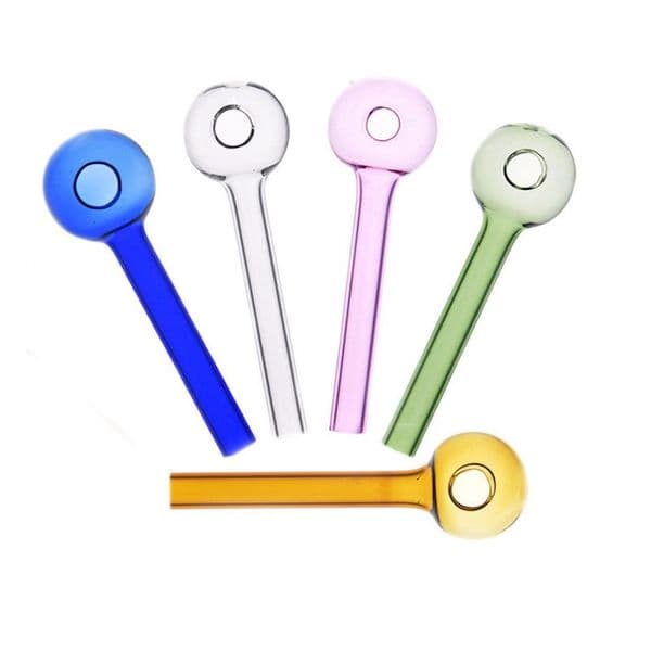 Tariff Free To USA Wholesale Thick heady 4inch 30mm Ball glass oil burner pipe Mini Straight Tube Spoon Hand Pipes For Smoking