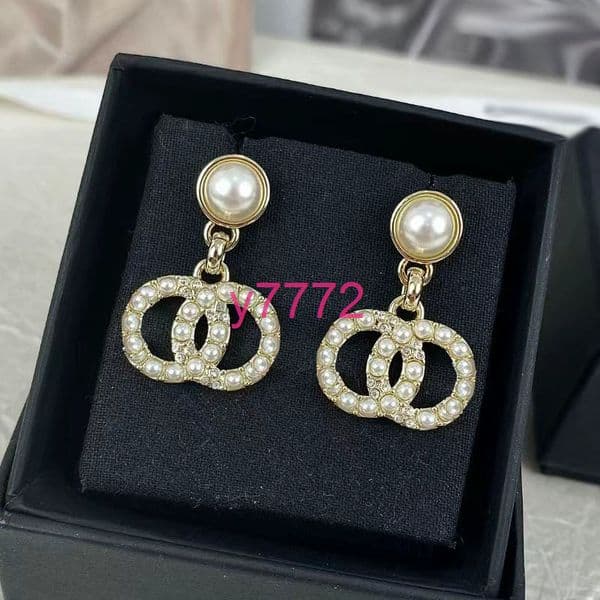 Dangle earrings for women letter diamond pearl earrings designer earrings women jewelry accessories birthday wedding gift With box