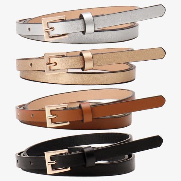 Luxury Brand Designer Fashion And Simple Small Square Button Women's Small Leather Belt Candy-colored Versatile Dress Decorative Coat Thin Waist Belt Women