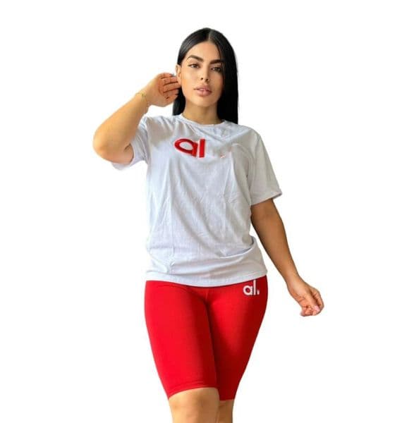 Sports brand Women's Tracksuits summer round neck casual short sleeved top high elasticity quick drying yoga women's two-piece set Free Ship