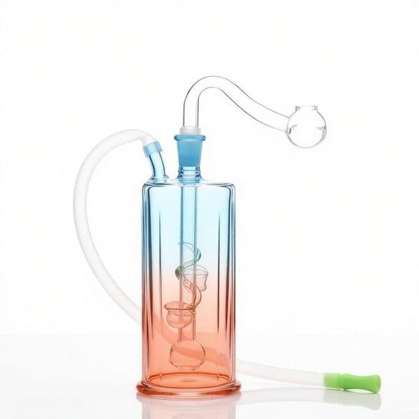 Travel Mini Colorful Rainbow glass Oil Burner Bongs pipe Percolator Diffuser Small Hookah Recycle Filter Water Pipes with silicone hose and banger smoking bowl