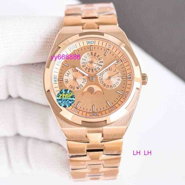 Mens Watch Calendar Pink Perpetual Gold Luxury Mens Watch Moon Phase 415mm Cal1120 Automatic Waterproof Sapphire Crystal Luminous Handly26