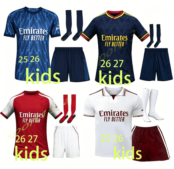 26/ 27 season Arsenally kids football kits EZE Styles include Bukayo SAKA Gabriel Martinelli Kai Havertz etc kids Soccer jersey football shirts kit sports shirts kids