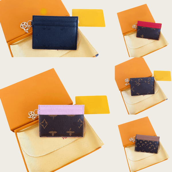 Designer Keychain Credit Card Holders Mini Wallets Popular For Mens Womens Leather Flower Classics Pure Color Keychain Purses Wallet Bag Charm Prevent Losshj980