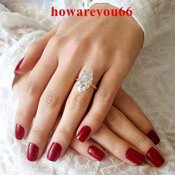 3CT Luster 10K/14K/18K Yellow Gold Twisted Band Single Big Gemstone Marquise Cut Moissanite Ring for Women