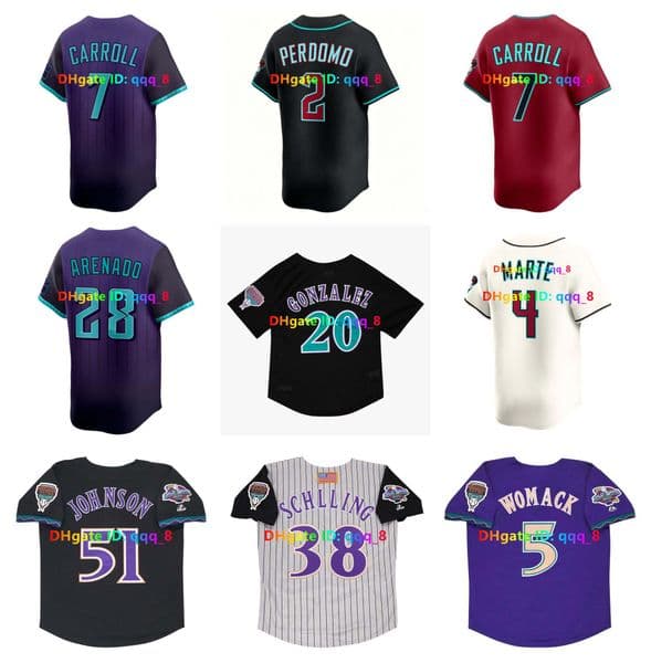Corbin Carroll D-backs Randy Johnson City Connect Baseball Jerseys 2001 World Ketel Marte Nolan Arenado Geraldo Perdomo Vargas Luis Gonzalez Tony Womack Size S-4XL