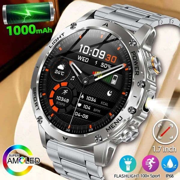 LIGE 1000mAh Smart Watch Smartwatch 360*360 AMOLED Screen Heart Rate Monitor Bluetooth Call IP68 Waterproof Men Smartwatches