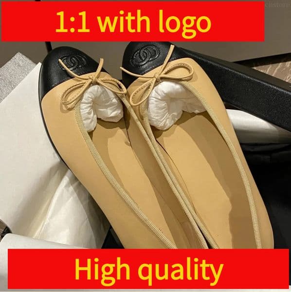 designer shoes Paris Brand designer Black Ballet Flats Shoes Women Quilted Genuine Leather Slip on Ballerina Luxury Round Toe Ladies Dress Shoes HJ2G Slingbacks AAA