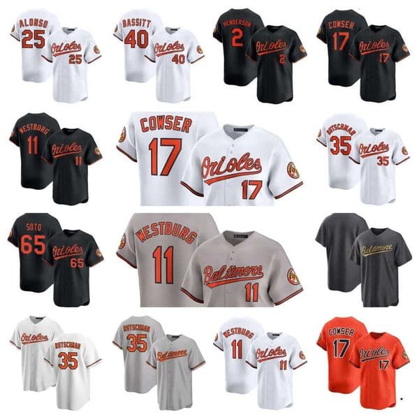 MLB Baltimore''Orioles''Trevor Rogers Samuel Basallo Pete Alonso Colton Cowser Westburg Cal Ripken Jr Jackson Holliday Corbin Burnes Cool Base Baseball Jersey New