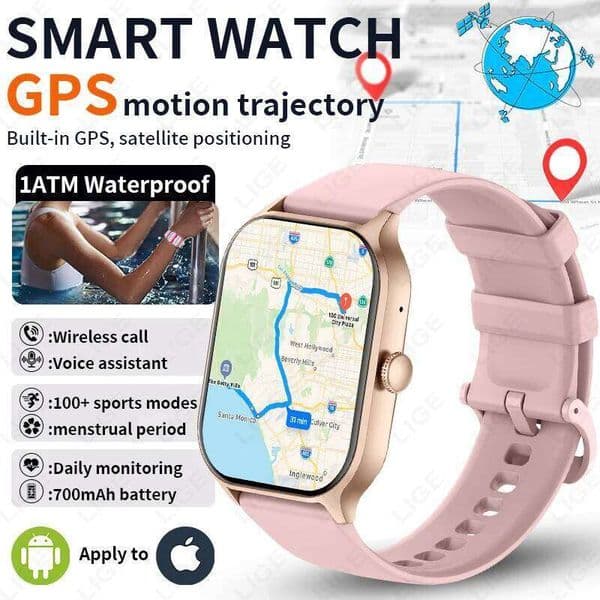 LIGE 2.01" GPS Smart Watch Men Women 700mAh AI Voice Bluetooth Call Sport Fitness Bracelet Waterproof Smartwatch for Android iOS