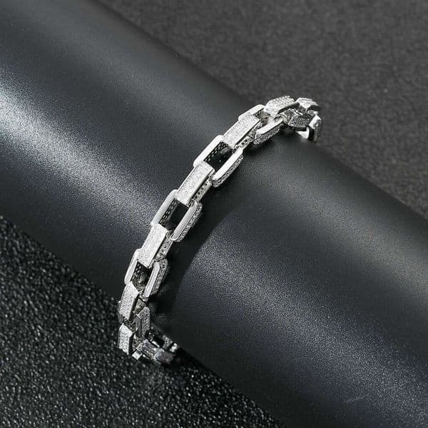 Cross-border hip-hop European and American style 14K real gold plated copper zircon inlaid O-chain bracelet with clasp, unisex jewelry