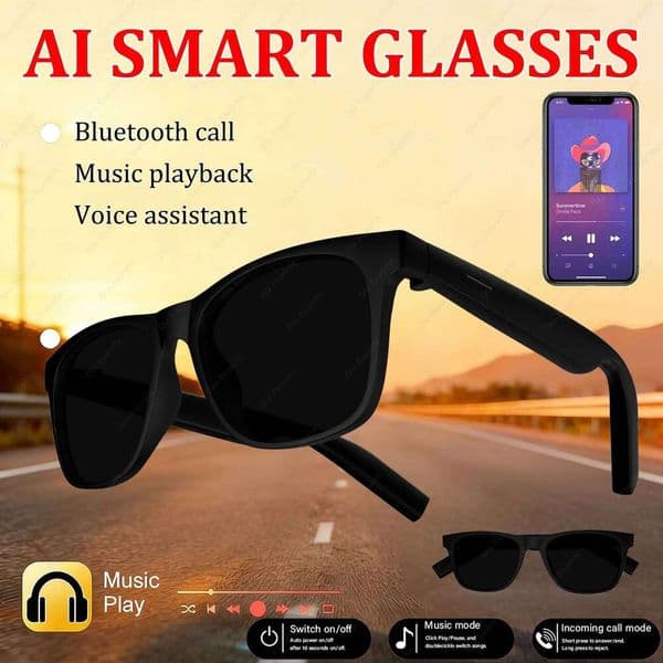 AI Glasses For Men Women Waterproof Call Function Voice Assistant BT Smart Sunglasses Outdoor Sports Audio glasses 2026