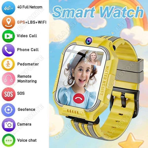 4G SIM Card Kids Smart Watch Phone GPS Location Dual Cameras Video SOS Call Back Monitor Children Smartwatch Student Gift