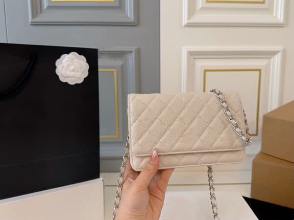 Top designer shoulder bags Leather Chain handbag caviar plaid wallet double letter buckle Cross body Bags women luxury classic card bag sheepskin credit card wallet