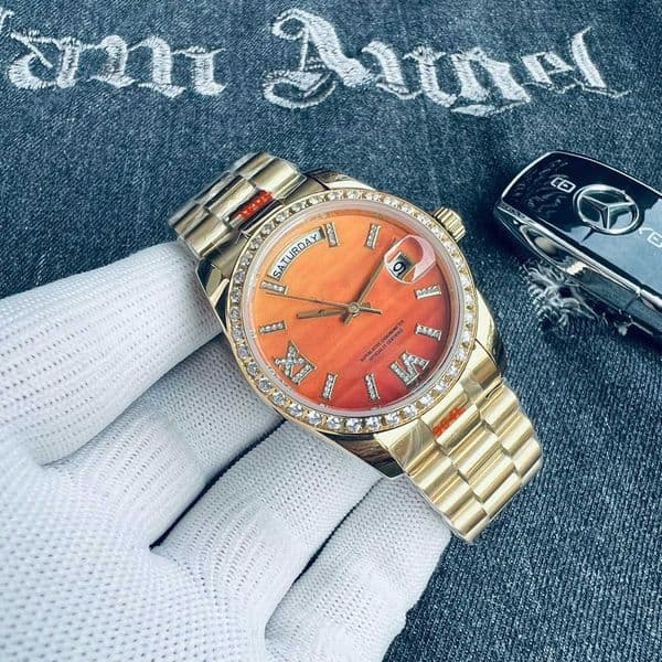 Designer Brand Rox Watch Lao Brand Mens Automatic Mechanical Watch High-Quality Three-Hand Dual Calendar Diamond-Studded Steel Band Watch D3N2