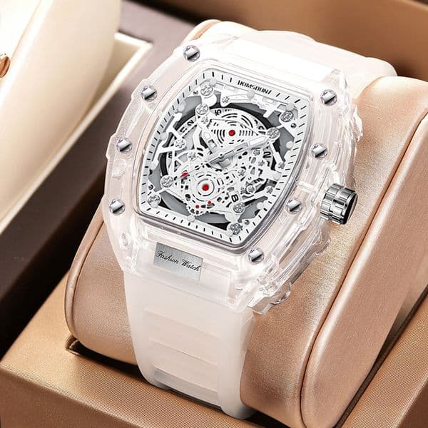 Foreign Trade Best Seller Personality Barrel-Shaped Quartz Fashion Transparent Men's Watch Wholesale Waterproof Wristwatch