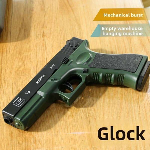 Mechanical Rapid Fire Toy Pistol - Realistic Blowback Action with Shell Ejection, Empty Chamber Locking, Safe Soft Bullet Gun for Kids & Collectors