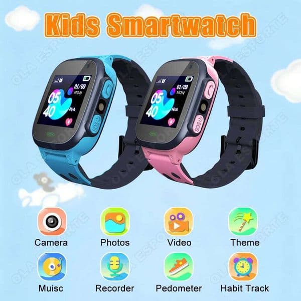New Kids Smart Watch SOS GPS Tracker HD Camera Flashlight Calculator 1.44" Screen Children's Smartwatch Christmas Gift Boy Girl