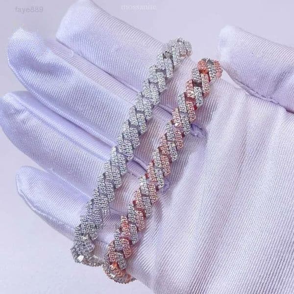 Hip Hop Jewelry Iced Out Necklace Moissanite Chain GRA 8MM Double Row Men Women Fashion Stylish VVS Diamond Cuban