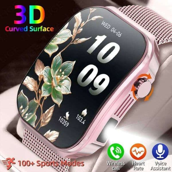 LIGE 2.2-Inch 3D Curved Screen Smartwatch Men Women Health Monitor Bluetooth Call Sports Fitness Tracker Watches For Android iOS