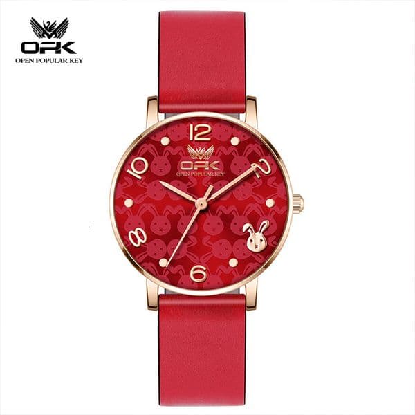 2026 Designer OPK New Zodiac Limited Edition Round Crown Red Dial Day Explosive Pattern Ethnic Fashion Style Women's Watch Wholesale