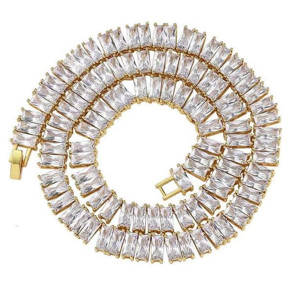 Top Hip Hop Luxury Bling Tennis Necklace with Letter Shape and Claw 18K Gold Plated 16inches