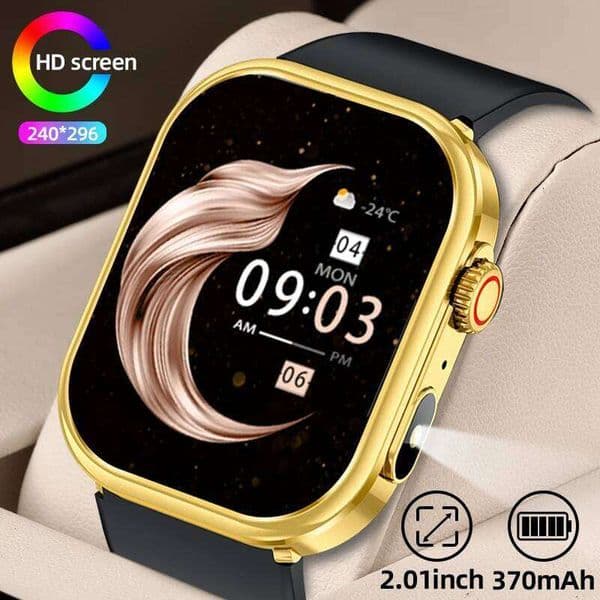LIGE 2.01'' HD Smart Watch Men LED Flashlight Bluetooth Call Heart Rate Sleep Health Monitor Sports Waterproof Smartwatch Women