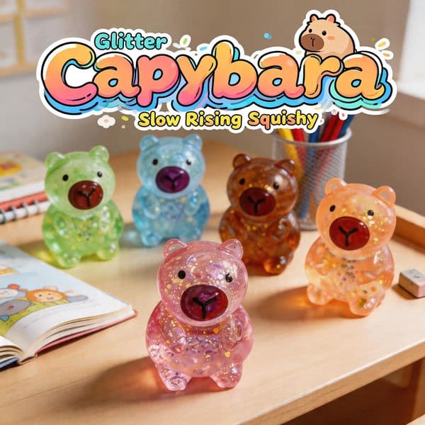Cartoon Capybara Squishy Squeeze Toy Glitter Gummy Stress Relief Fidget Sensory Gift for Kid Adult Anti Anxiety Tool BY AIR