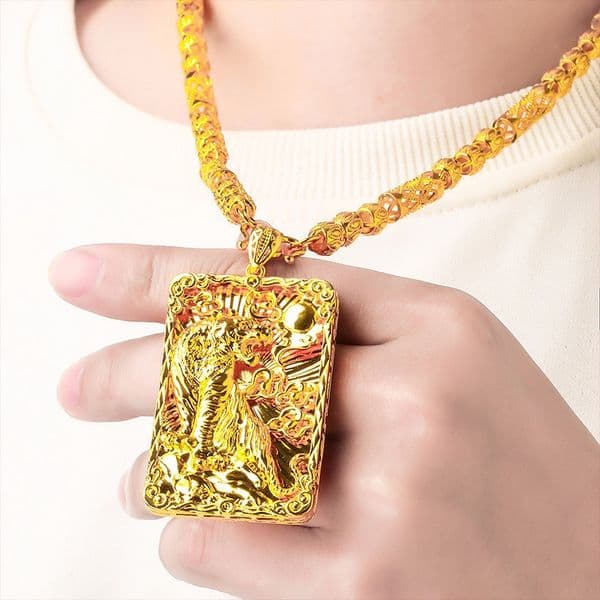 Hip Hop Boss Necklace Pendant Chain Handsome Tiger Design 24k Gold Plated Luxury Men Jewelry for Party Festival