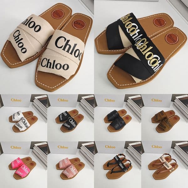 Designer Shoes High Quality Brand Women Flat Slippers Retro Canvas Letter Slides Lightweight Wearable Beach Vacation Ladies Daily Walking Sandals All Match Shoe