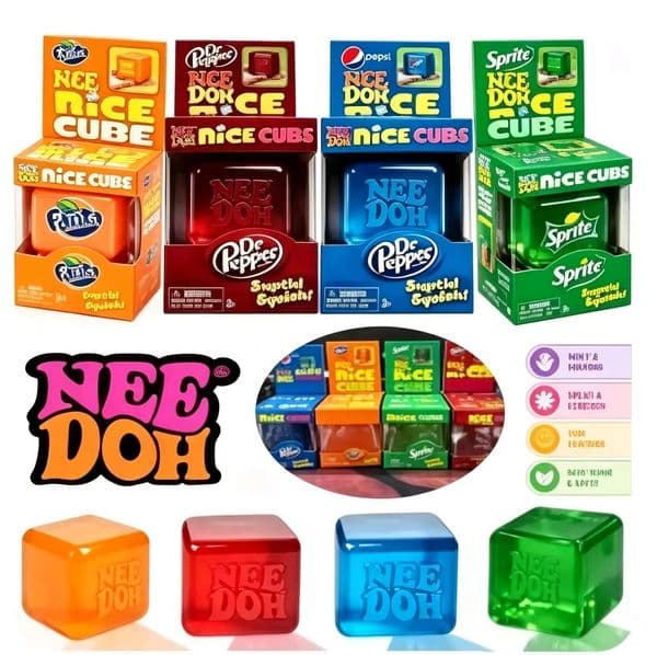 NeeDoh Soda Cubes: Fun Relaxing Pressure-Releasing Playthings Soda-Themed NeeDoh Nice Cube Squishy Stress Relief Toy By Sea