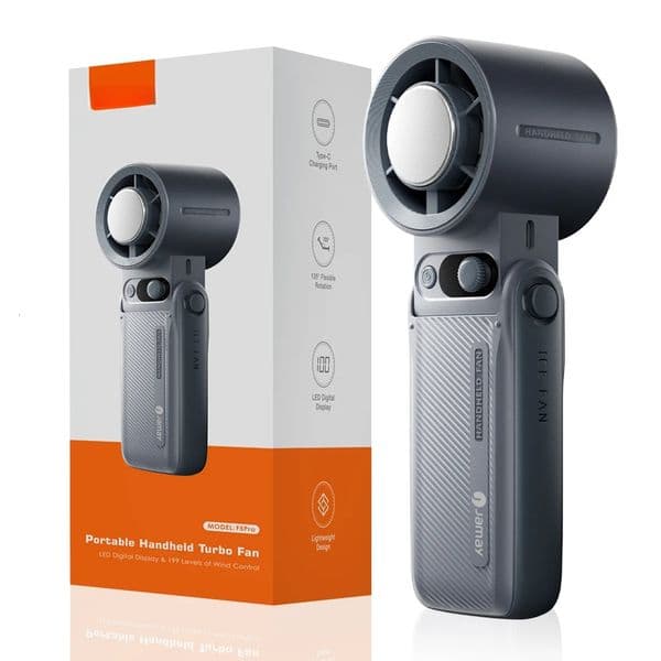 Portable Turbo 3-In-1 199Gear Strong Wind Speed LED Digital Display 135Foldable Outdoor Handheld Fan 8000Mah F5pro