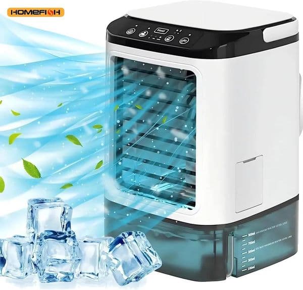 Conditioner Portable Desktop Dual Spray Ultrasonic Atomization 3-Speed Mute Air Cooler Night Light Electric Fan
