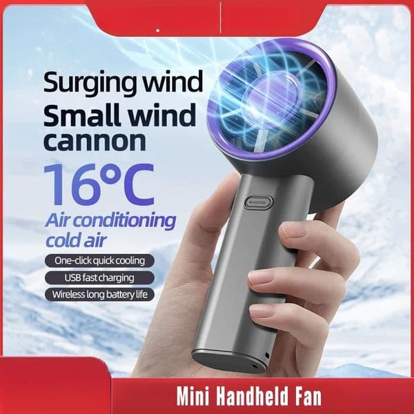 2 In 1 Handheld Turbo Strong Wind Portable Mini Cooling Fan Phone Stand For Outdoor Home Office Summer Travel Accessory