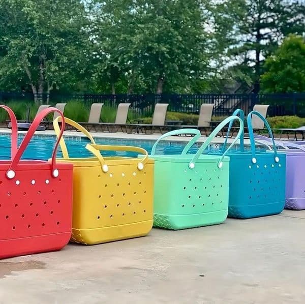 US STOCK Designer Summer Beach EVA Bags 45CM XXL Silicone Tote for Pool Boating Solid Colors Storage Bags Water Proof Shopping Baskets