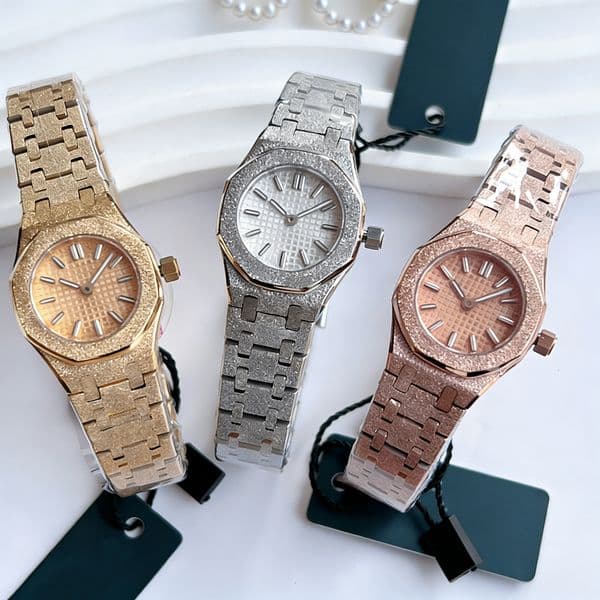 Mini Royal Oak Watch Luxury Designer Watches Top Quality Swiss Quartz Womens Watches Shiny Brushed Gold Silver 316L Stainless Steel Width 23mm with Gift Box Packing