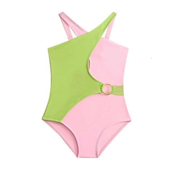 Pink Girls One Piece Swimsuit 5-14 Year Kids Swim Suit Teenage Childrens Swimwear 2024 Criss Cross Bathing Suits Beach BodysuitT260522