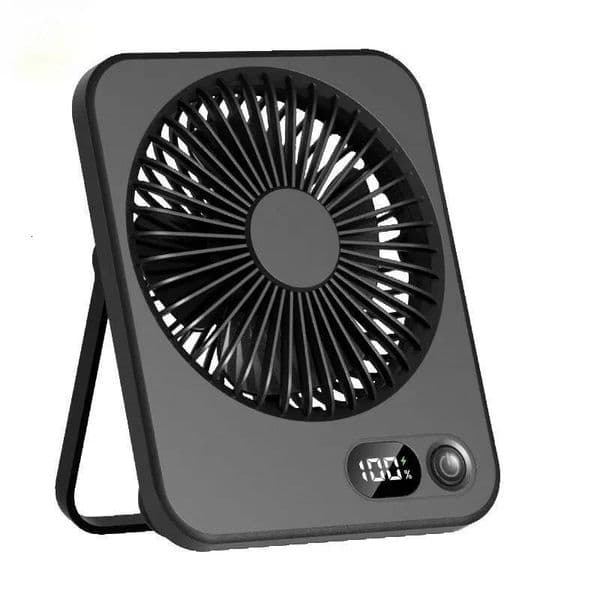 Portable Desk USB Rechargeable 180 Tilt Folding Personal Fan With Power Display 5 Speeds Ultra Quiet Table