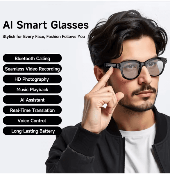 M89S AI Smart Glasses Real-Time Translation 8MP HD Camera Video Recording Bluetooth Call Open Ear Eyewear 800W Voice Assistant