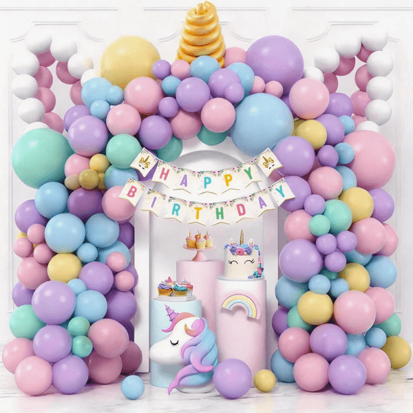 123 Pieces Rainbow Macaron Balloon Garland Set Kids Birthday Party Decorations Baby Shower Layout Supplies