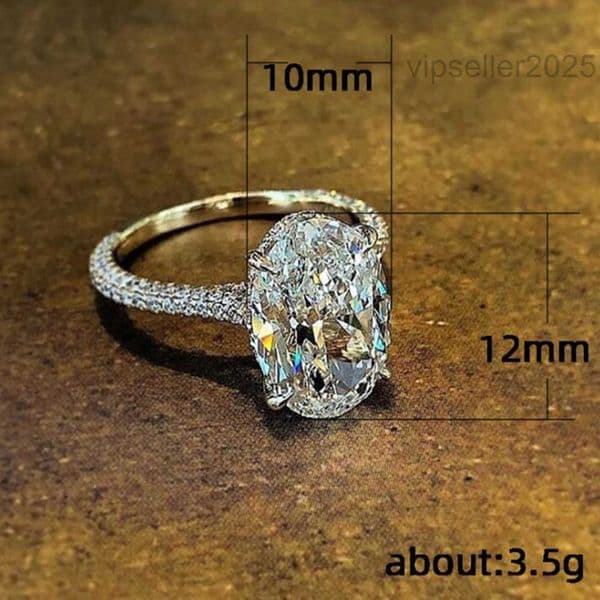 Vintage Oval cut 4ct Lab Diamond Promise Ring 100 Real 925 sterling Silver Engagement Wedding Band Rings For Women Jewelry